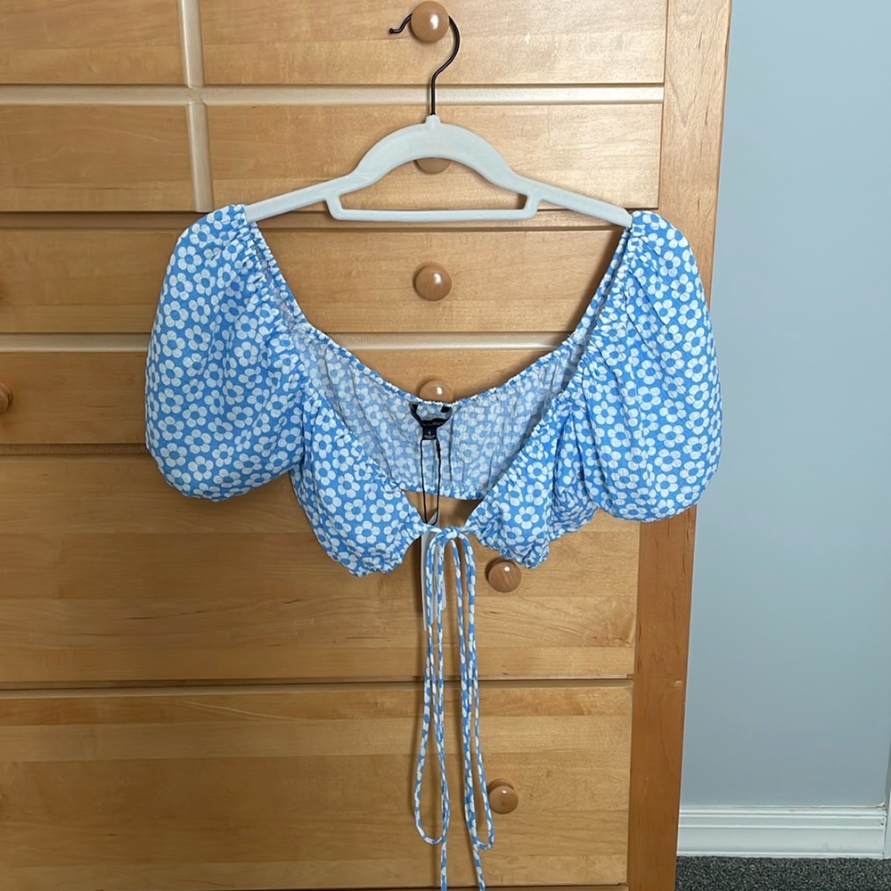 Cotton Candy LA Floral Bubble Sleeve Top